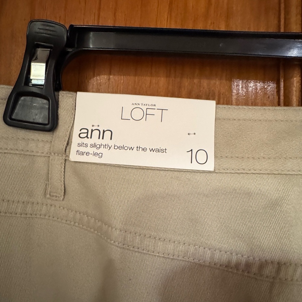 Ann Taylor Loft Flare-Leg Pants in Khaki - Picture 4 of 6